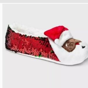 Wondershop  Slipper Socks  womens medium/large  Santa Sequins & Grippers New!